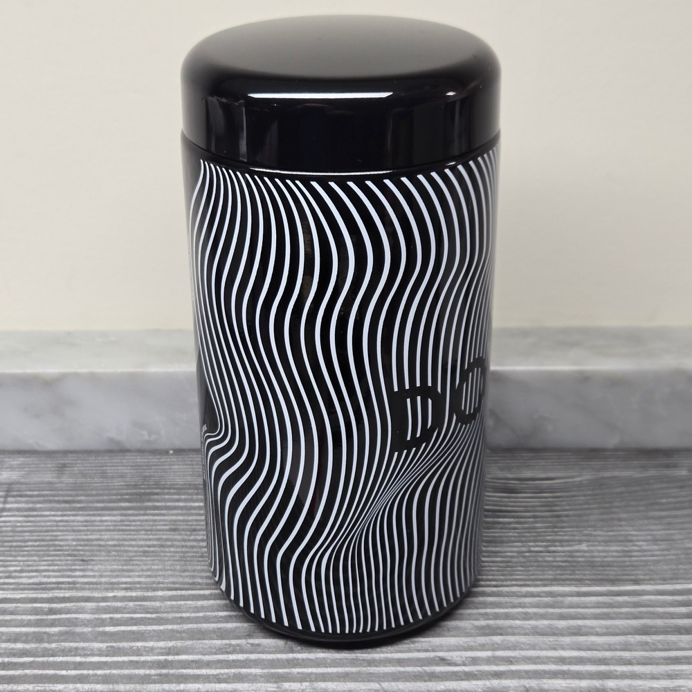 Everyday Dose Mushroom Coffee UV Glass Jar Black White Wavy Storage Canister - Picture 7 of 11